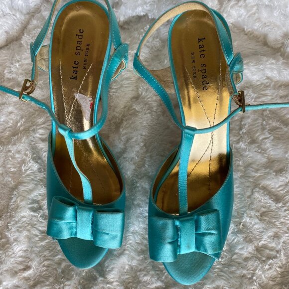 VINTAGE KATE SPADE OPEN TOE BOW HEEL 7 1/2 - Picture 1 of 4